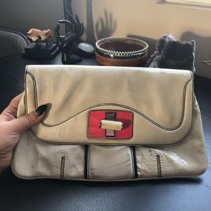 Bcbc color pop patent leather clutch